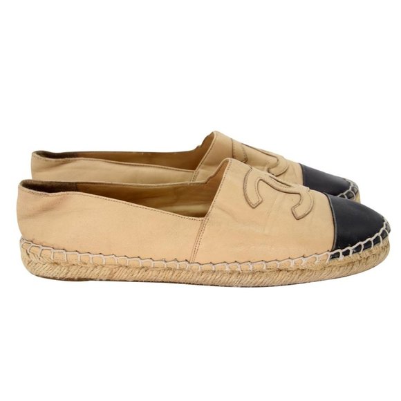 Chanel Embroidered Espadrille 38 Cap Toe Leather Flats CC-0915N-0001 - Picture 6 of 12